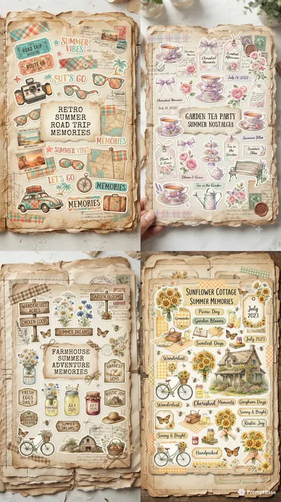 Summer Plaid Journal Stickers