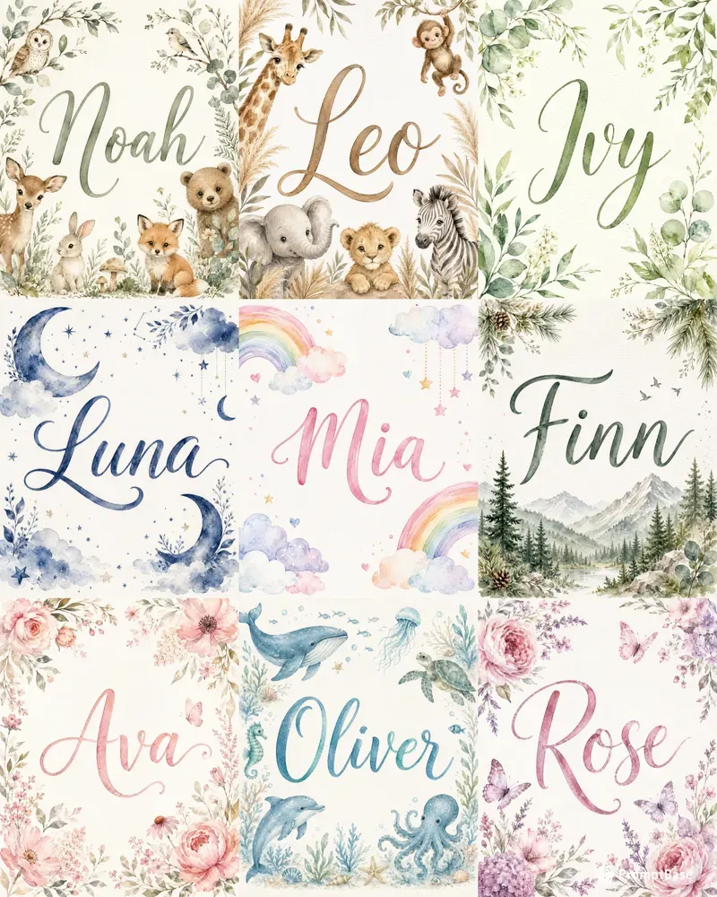 Watercolor Nursery Name Signs