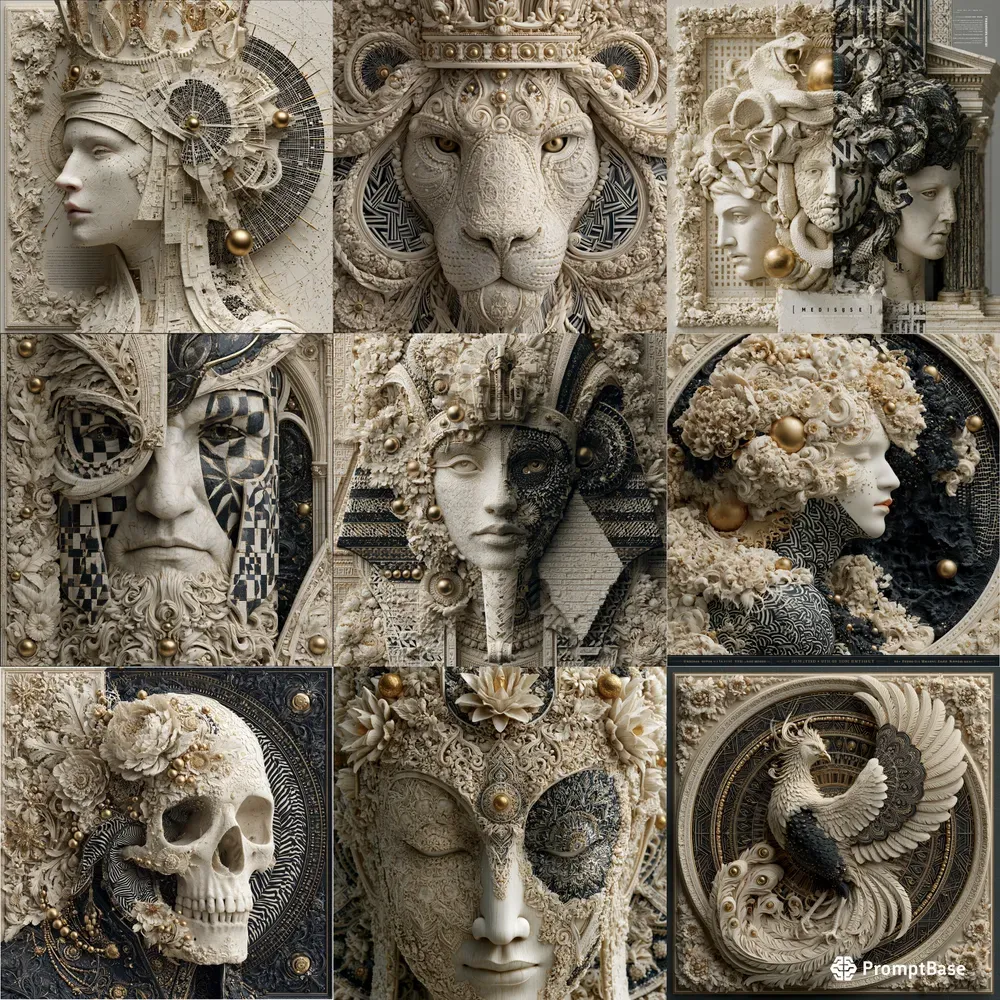 Ivory Op Art Porcelain Reliefs