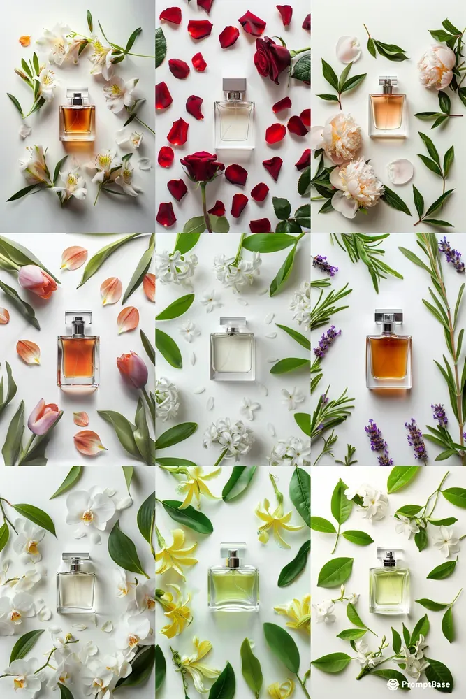 Perfume Bottles With Beautiful Flowers