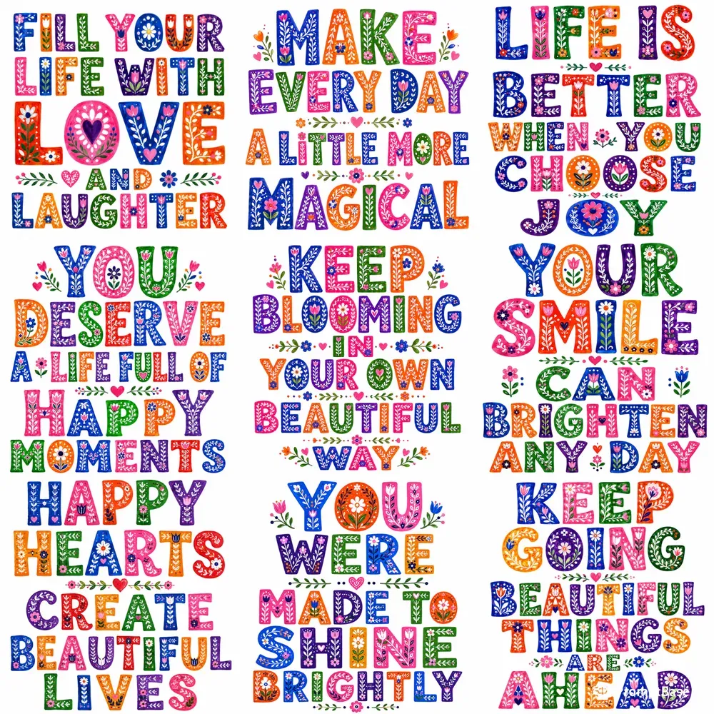 Folk Art Lettering Typography Designs