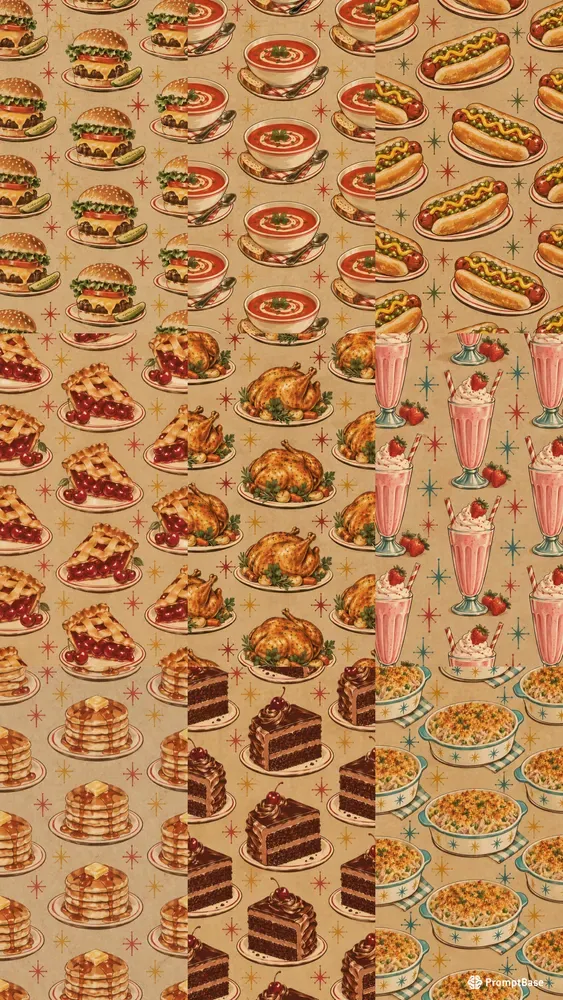 Dinner Kraft Paper Seamless Patterns