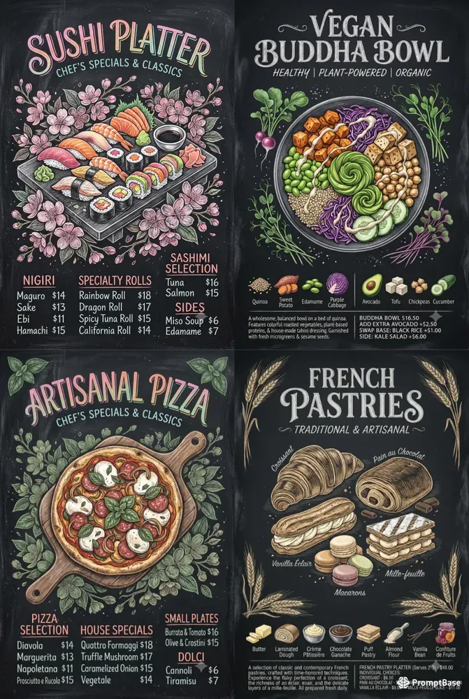 Bistro Chalkboard Menu Art Templates