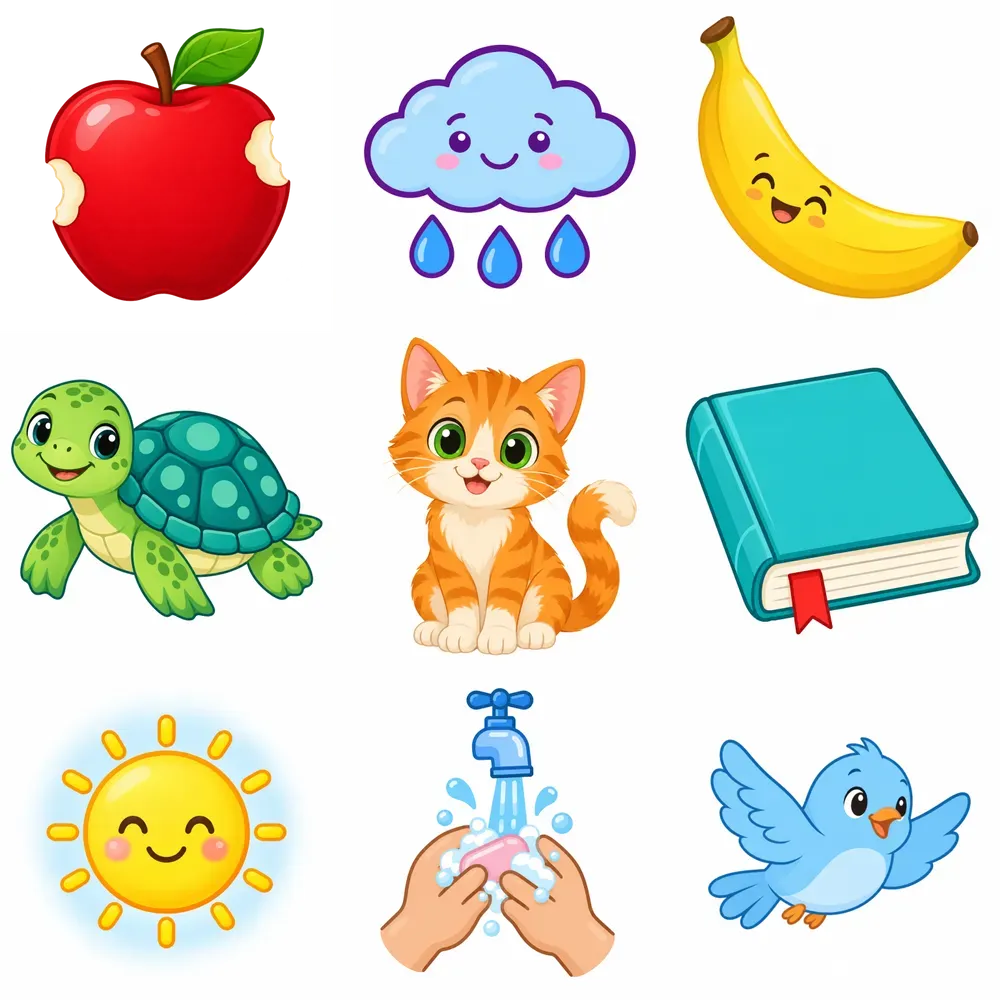 Kids Learning Flashcard Icons