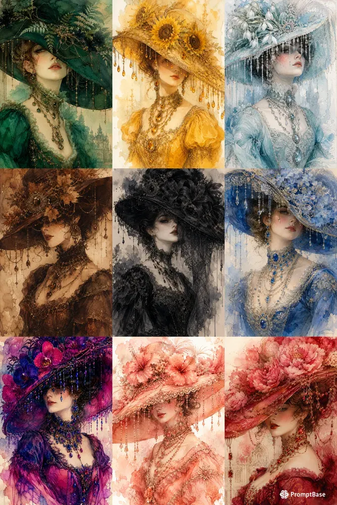 Vintage Watercolor Aristocrat Portraits
