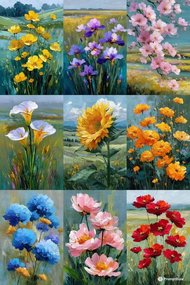 Expressive Floral Oil Paintings