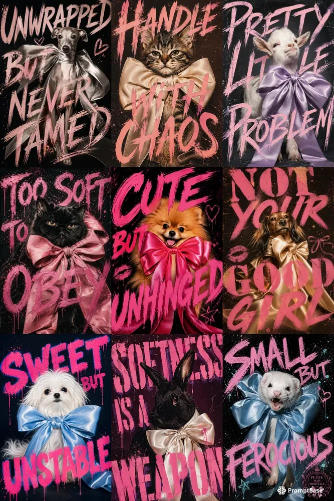 Grunge Coquette Animal Poster Style