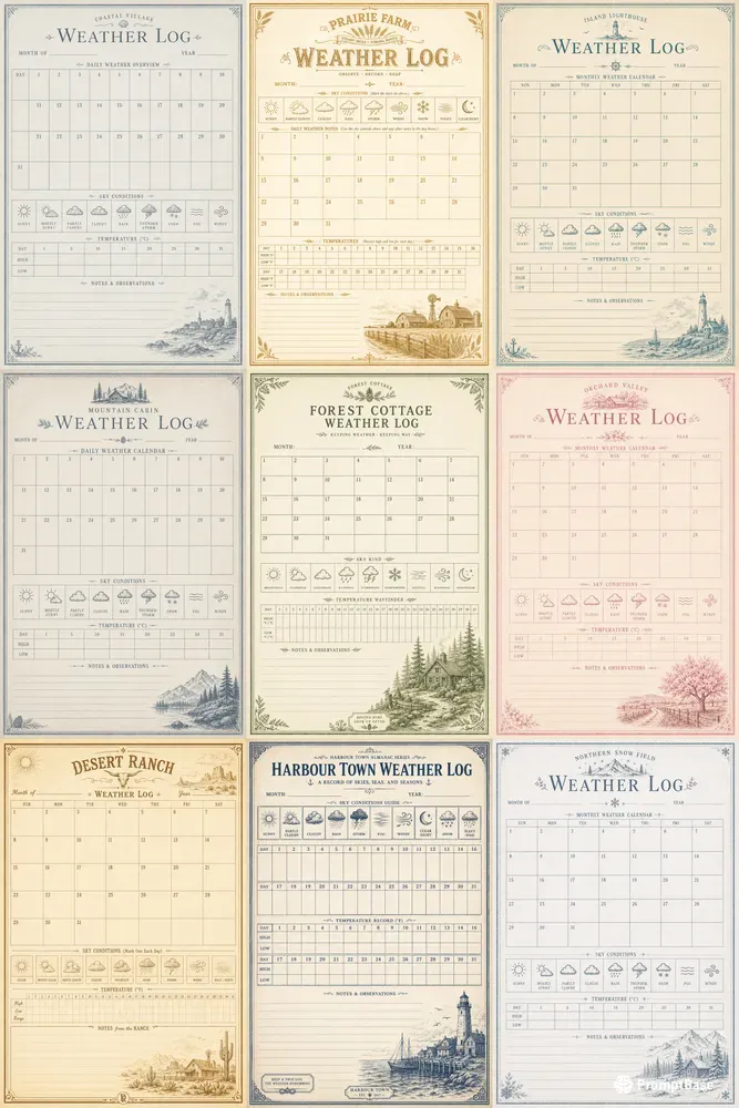 Weather Log Junk Journal Pages