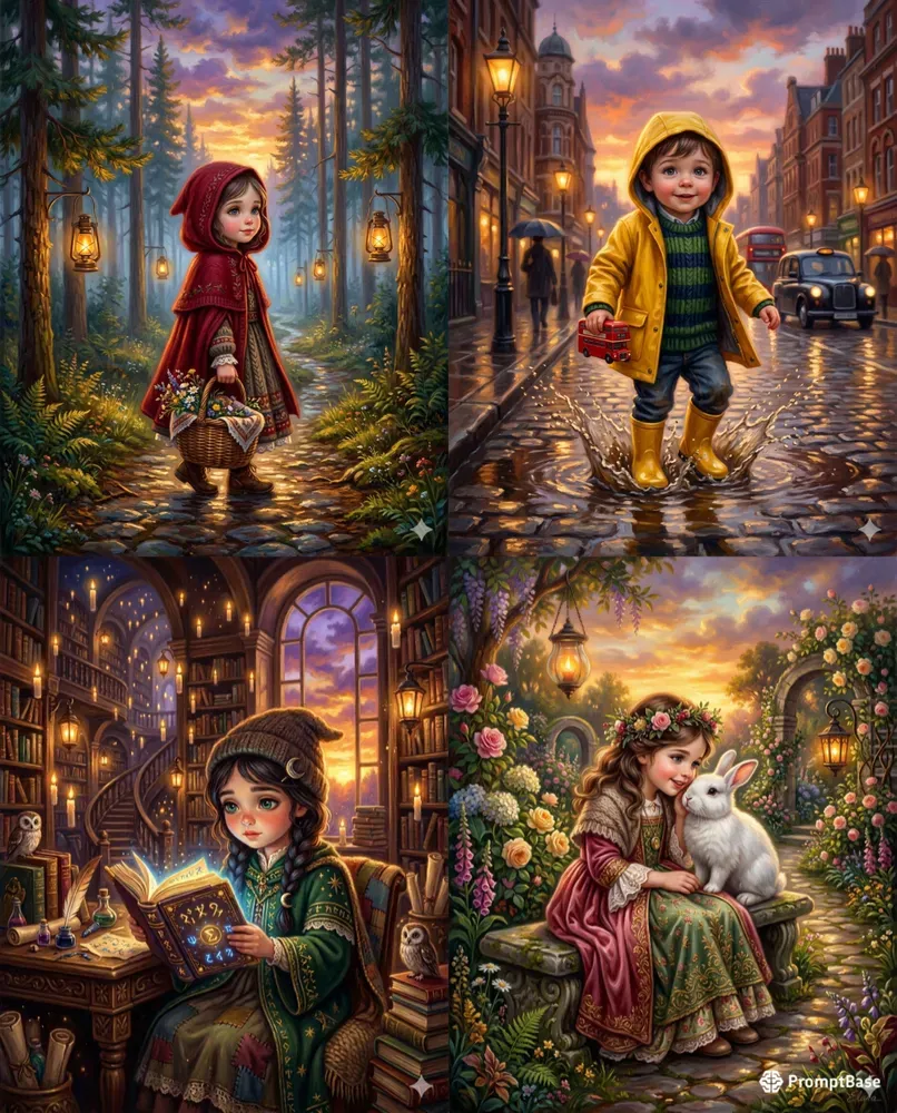 Whimsical Storybook Oil Painting Art