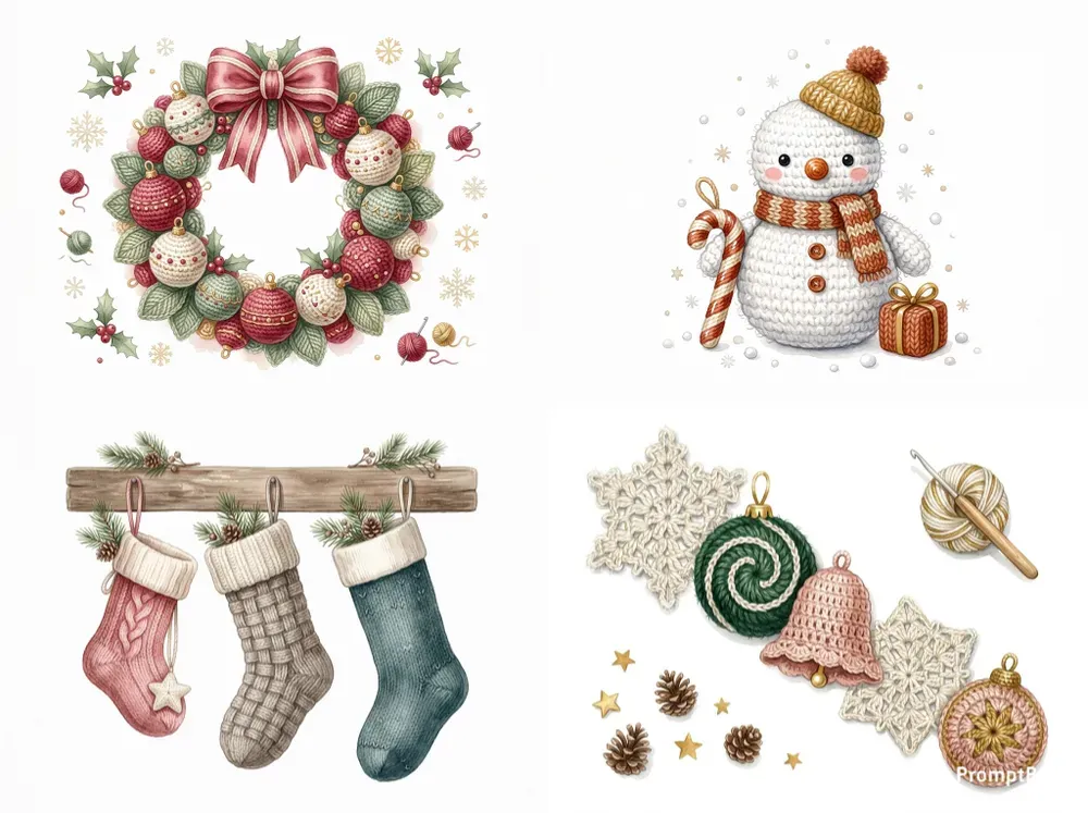Cozy Crochet Christmas Cliparts