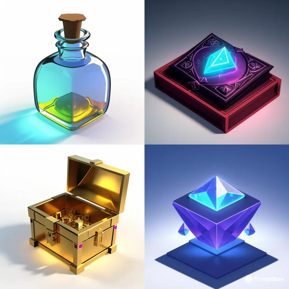 3D Isometric Game Item Icons