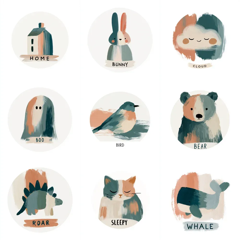 Cute Minimal Gouache Stickers