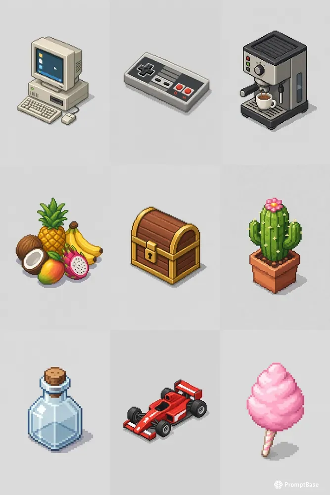 Minimal Isometric 8bit Pixel Icons