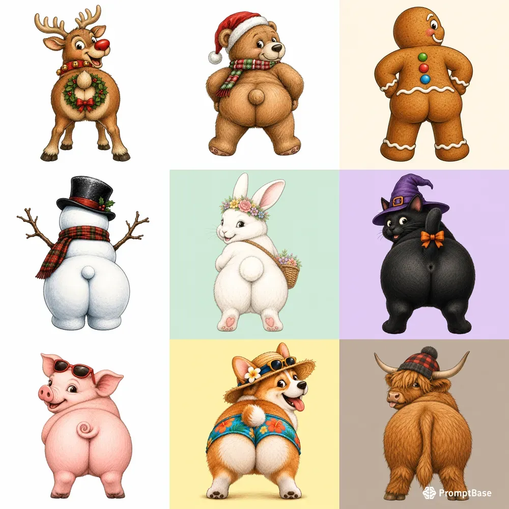 Funny Rear View Character Cliparts