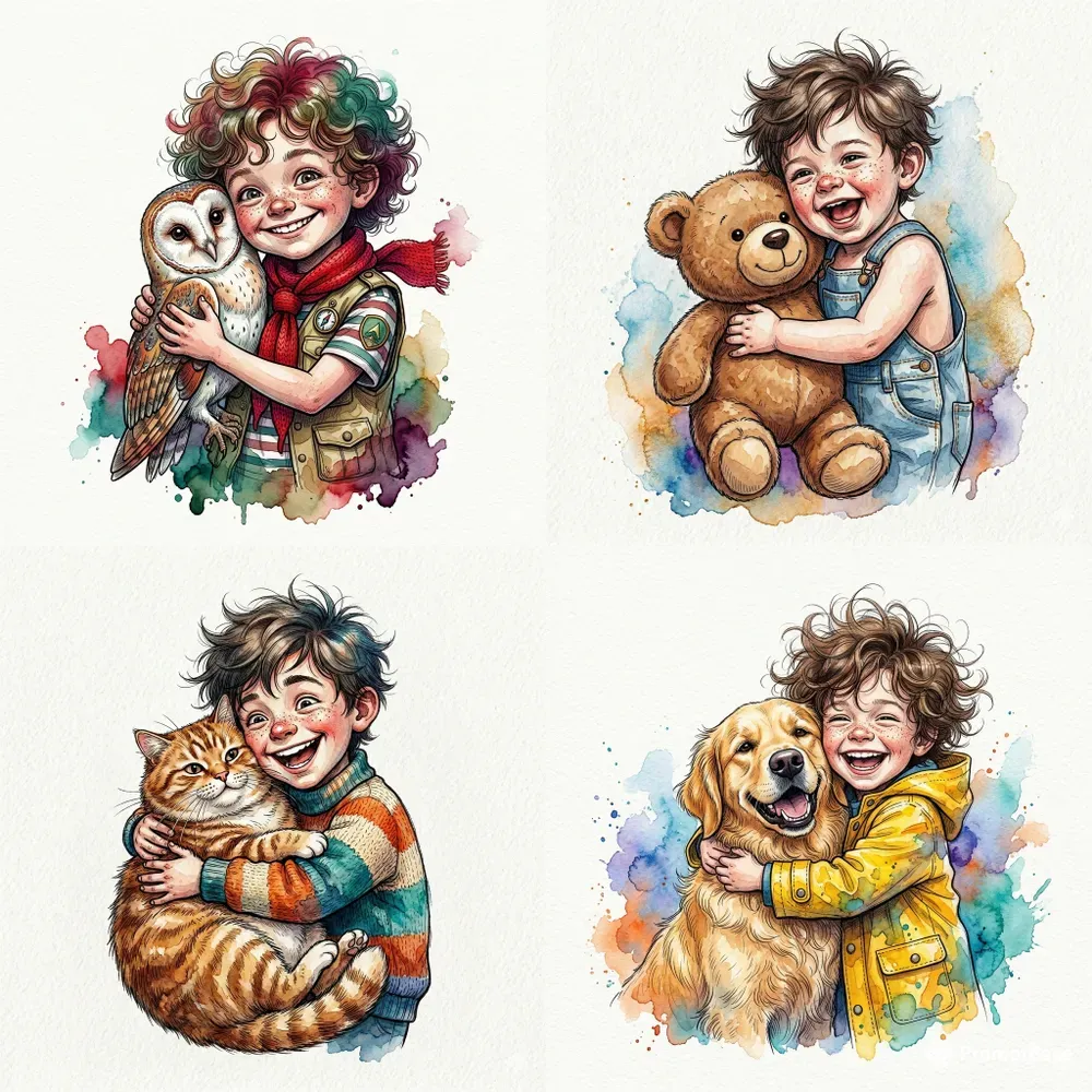 Caricature Watercolor Sticker Art