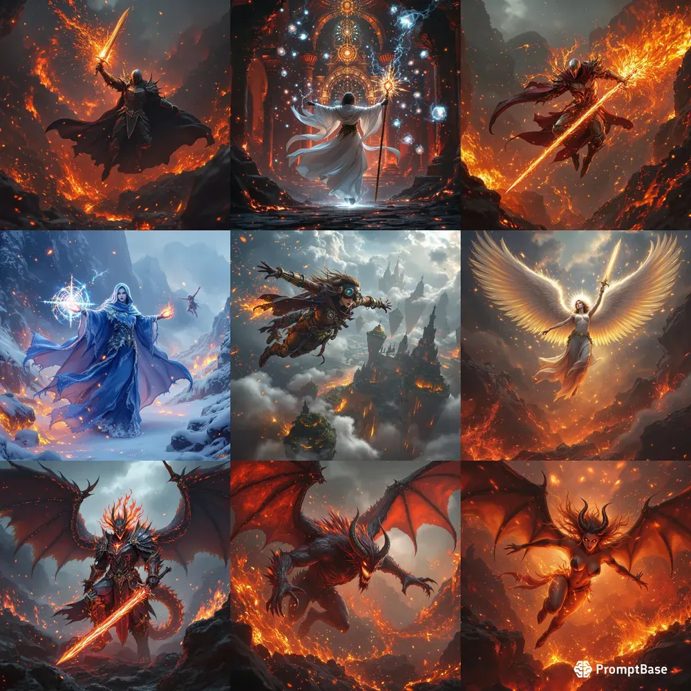 Heaven Vs Hell Fantasy Art RPG Designs