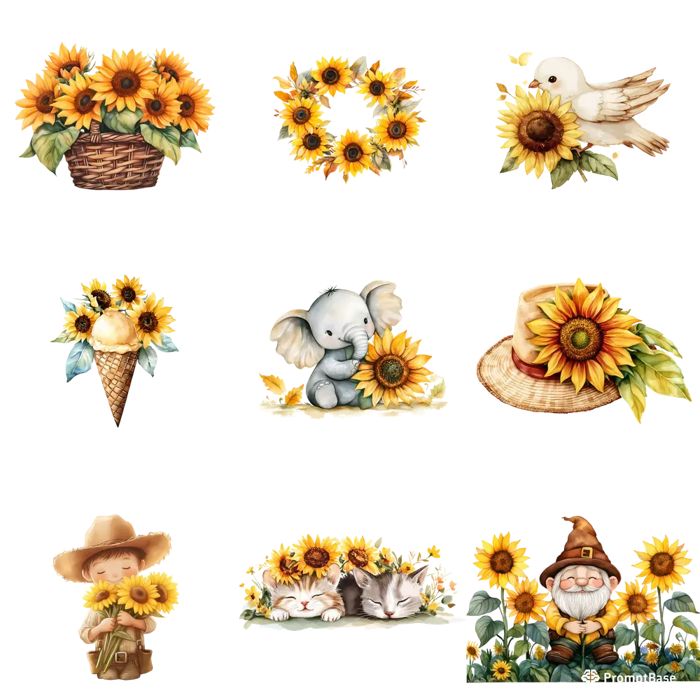 Summer Sunflower Watercolor Illustrations