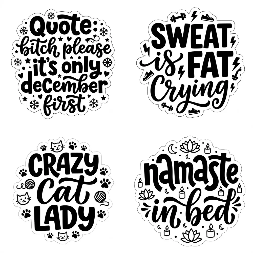 Black White Typography Stickers