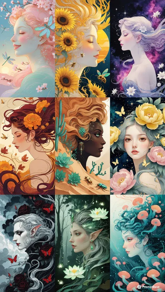 Cosmic Art Nouveau Portraits