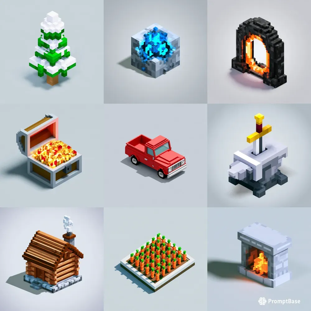 Isometric 3D Voxel Game Assets