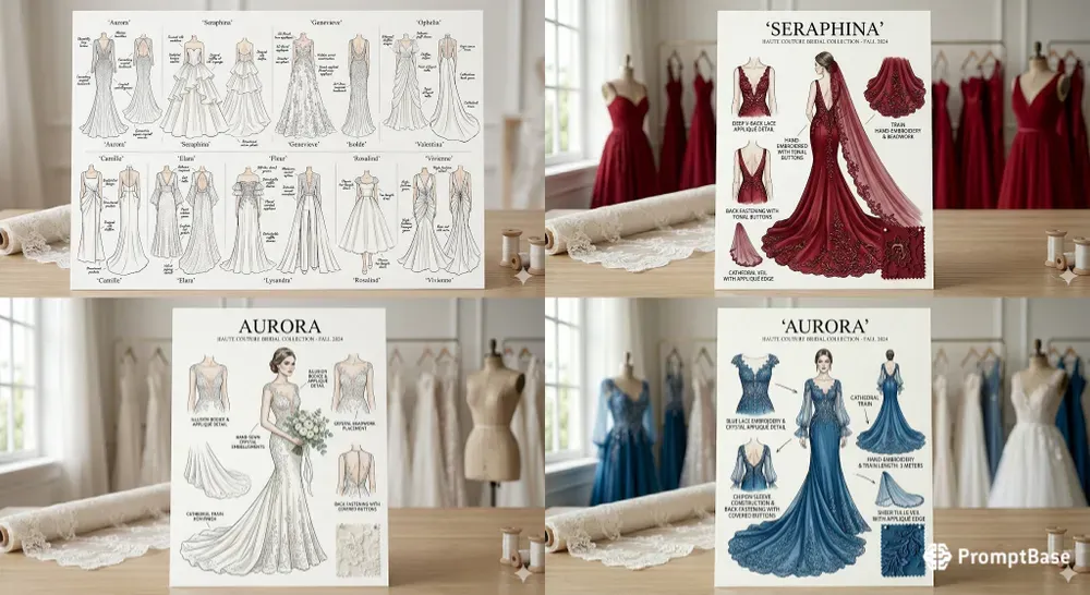 Wedding Dress Sketch Boards With Photos