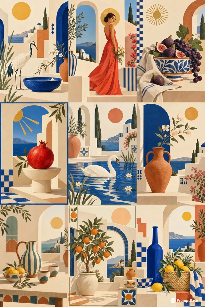 Modern Mediterranean Fusion Wall Art