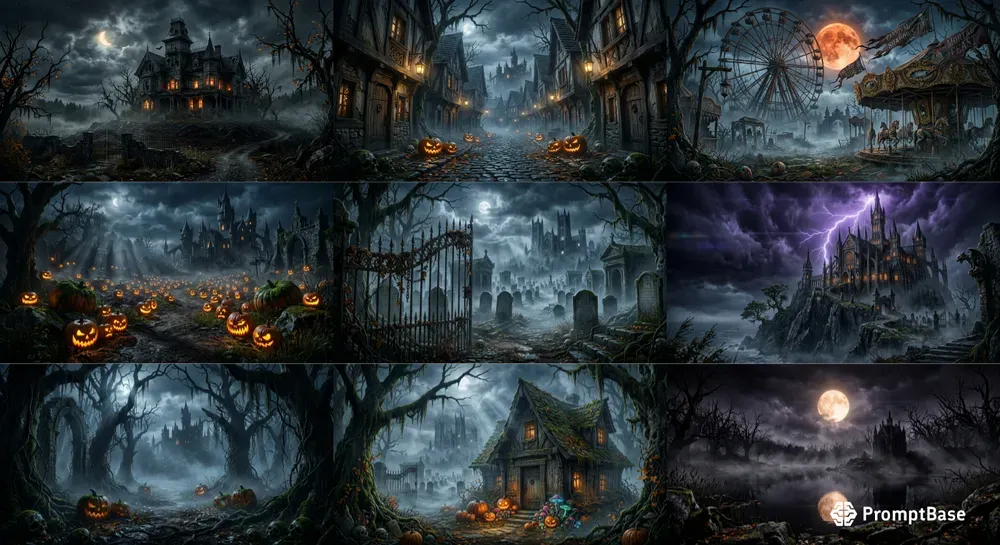 Cinematic Haunted Halloween Sceneries