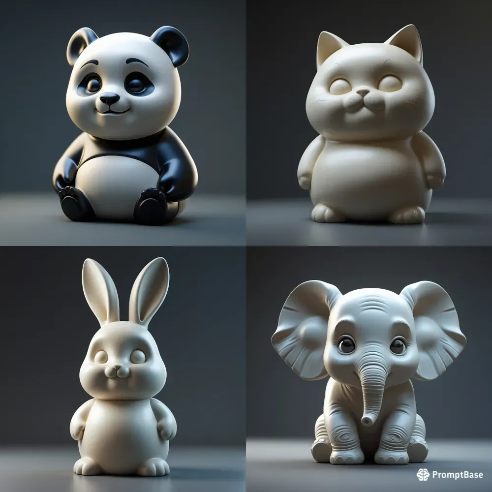 Minimalist 3D Ceramic Animals