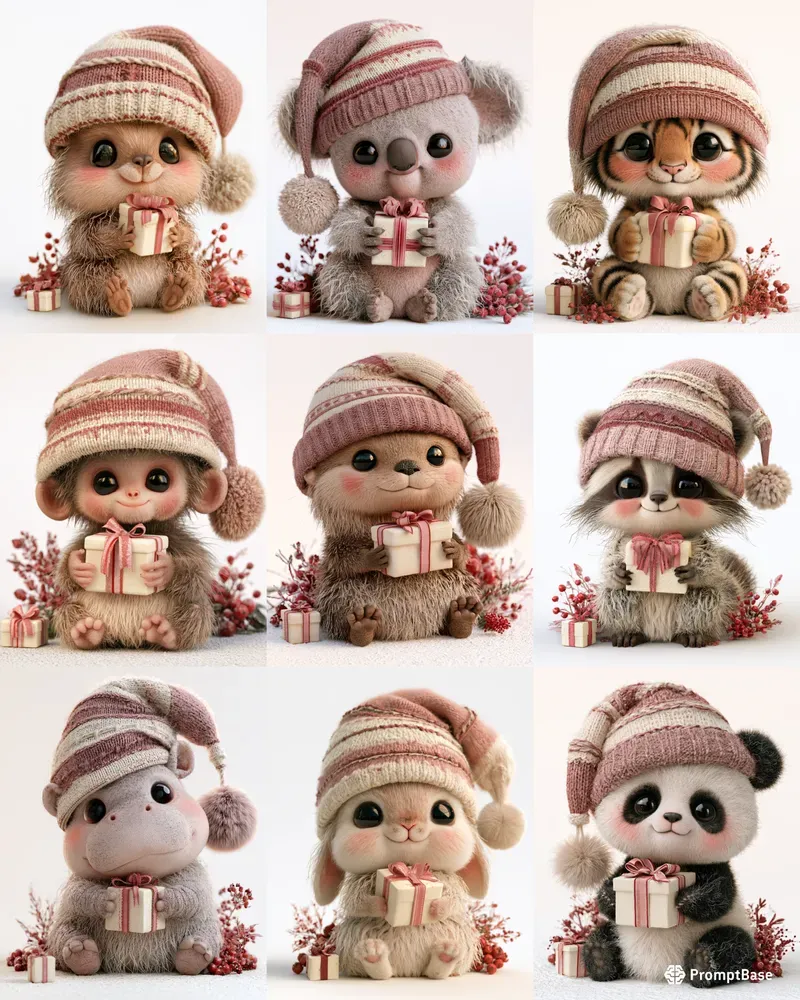 Cute 3D Christmas Animals