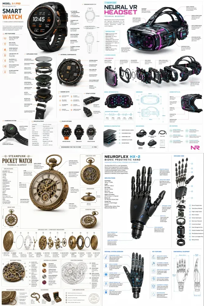 Technical Blueprint Infographics