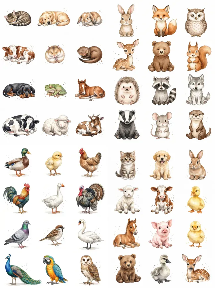 Watercolor Animal Set Builders