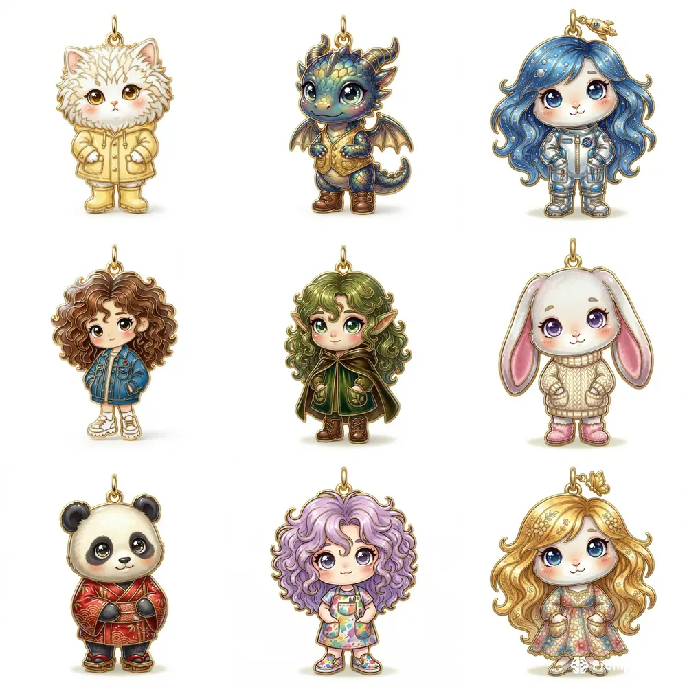 Luxury Cloisonne Enamel Charm Figures