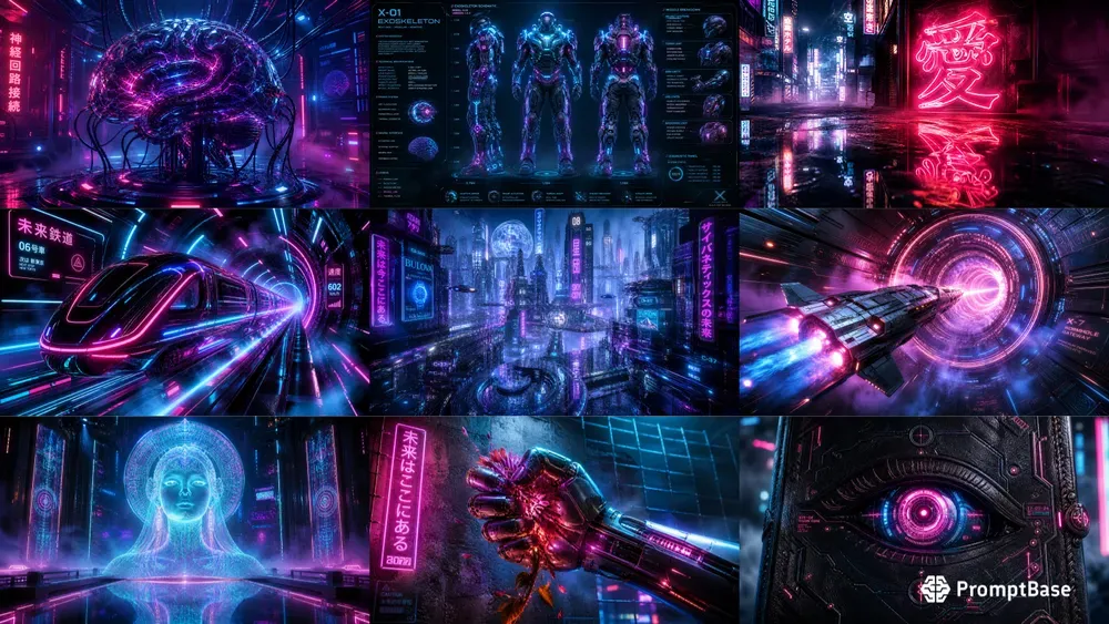 Cyberpunk Neon Etch Engravings