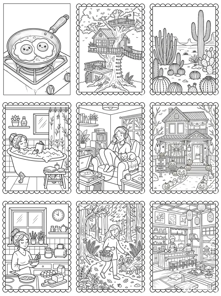 Relaxing Line Art Adults Coloring Pages