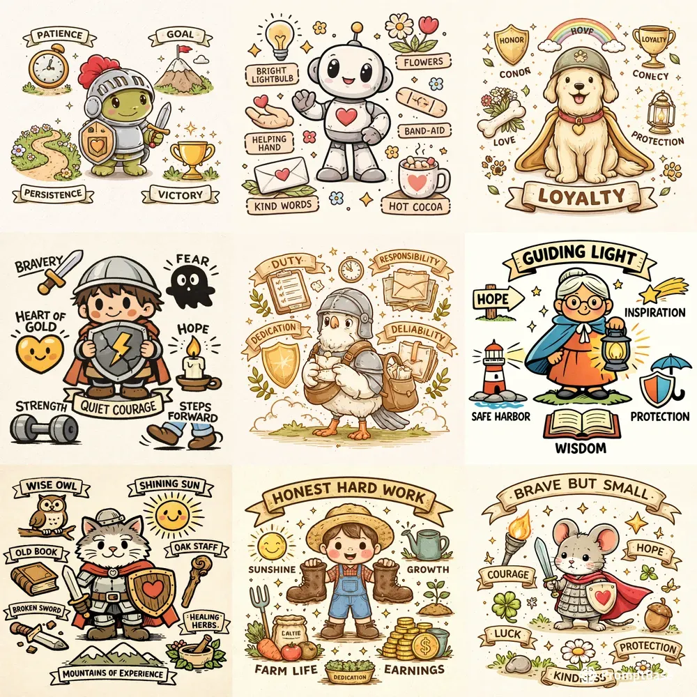 Symbolic Cartoon Hero Illustrations