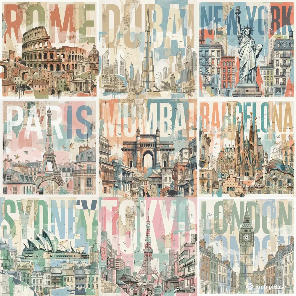 Editorial City Collage Posters
