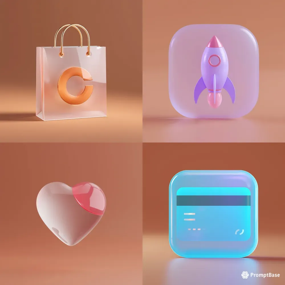 3D Translucent Glassmorphism Icons