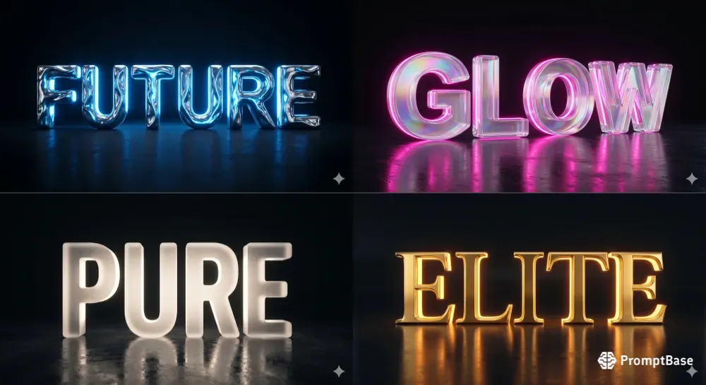 Futuristic 3D Chrome Neon Text Effects