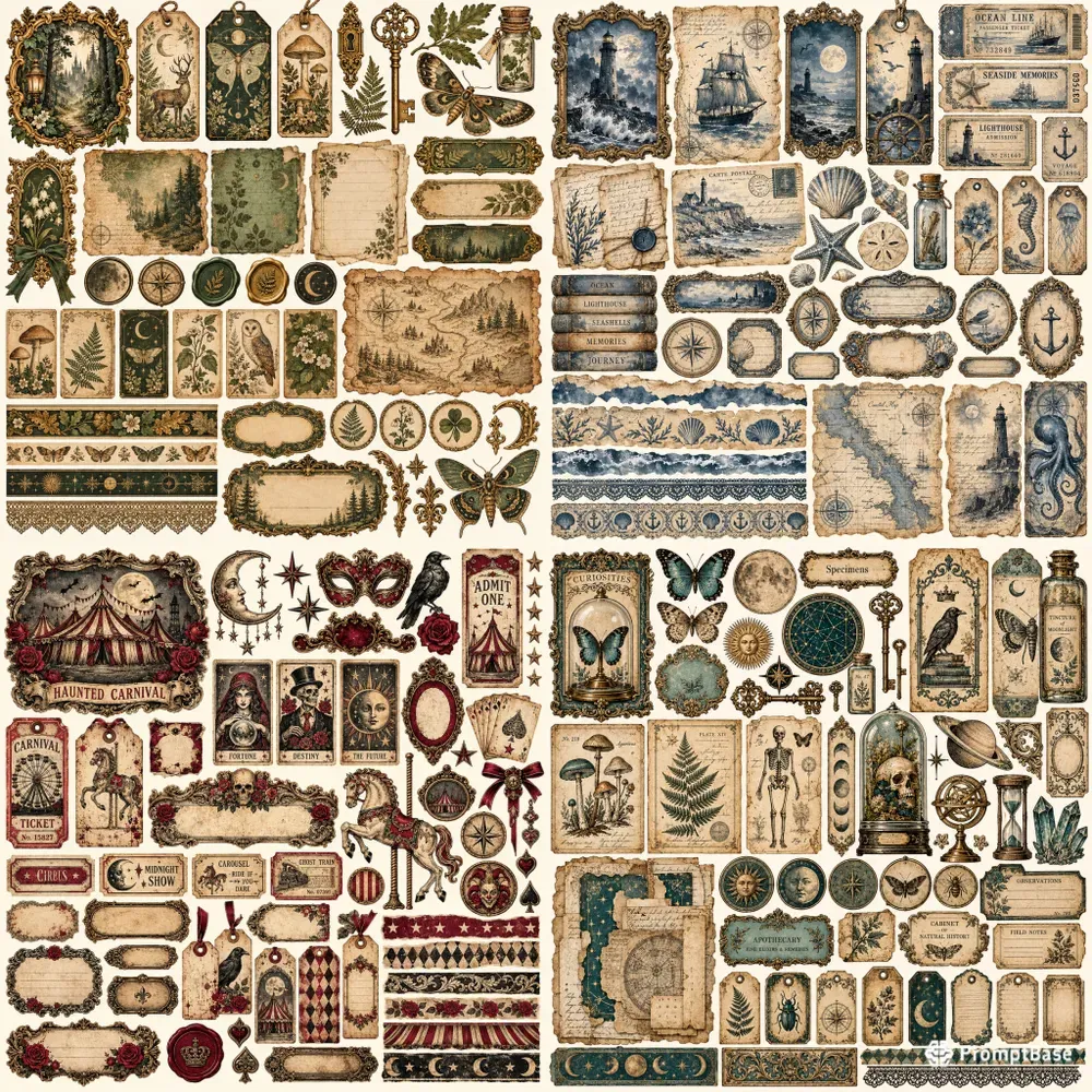 Vintage Gothic Junk Journal Ephemera