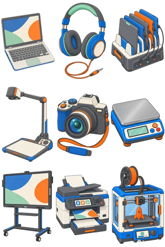 School Technology Handdrawn Clip Art