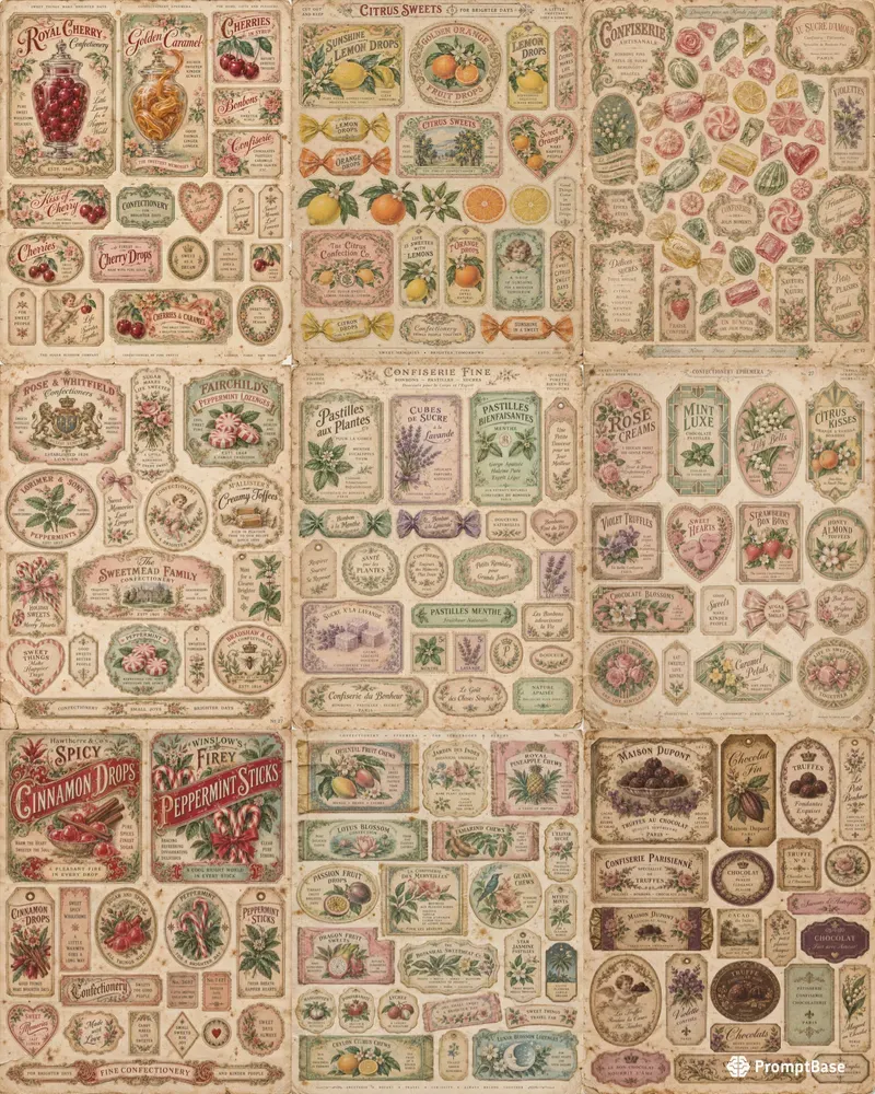 Antique Confectionery Ephemera Sheets