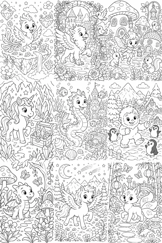 Cute Fantasy Creatures Coloring Books