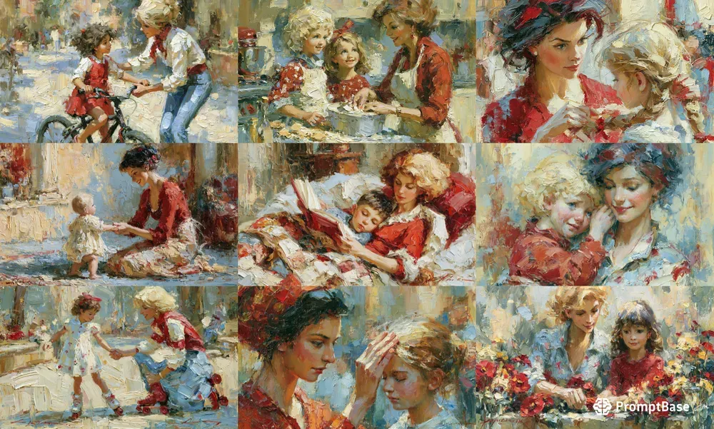 Timeless Mother Child Oil Portraits