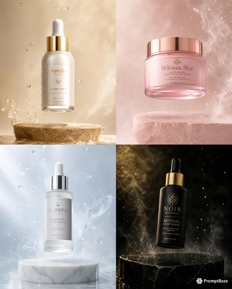 Luxury Floating Skincare Product Photography