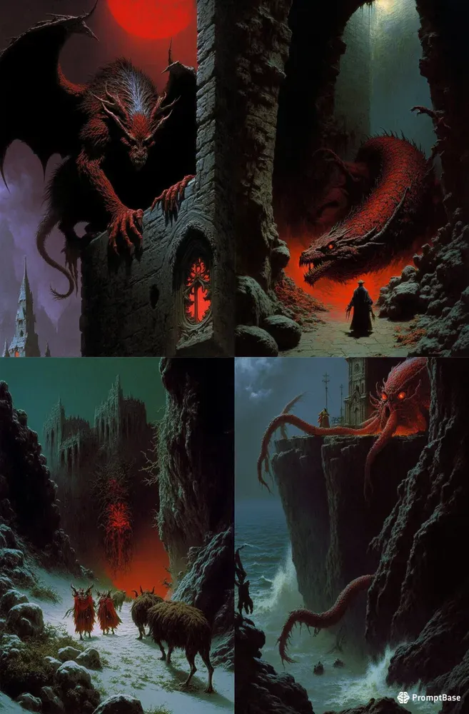 1980s Dark Fantasy Oil Paintings