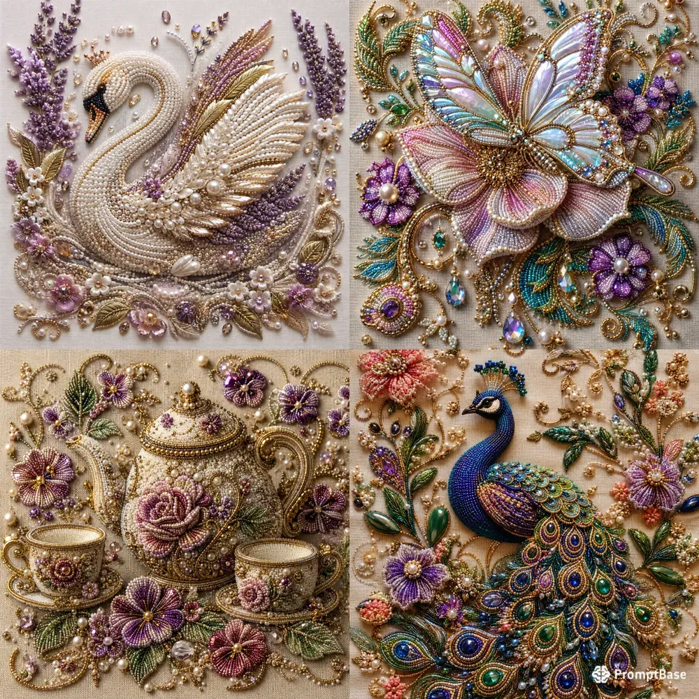 Beaded Botanical Couture Artworks