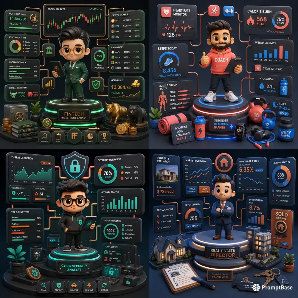 3D Clay Career Kpi Dashboards