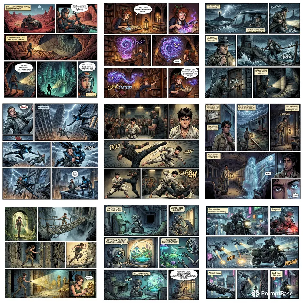 Cinematic Comic Panels And Page Designs