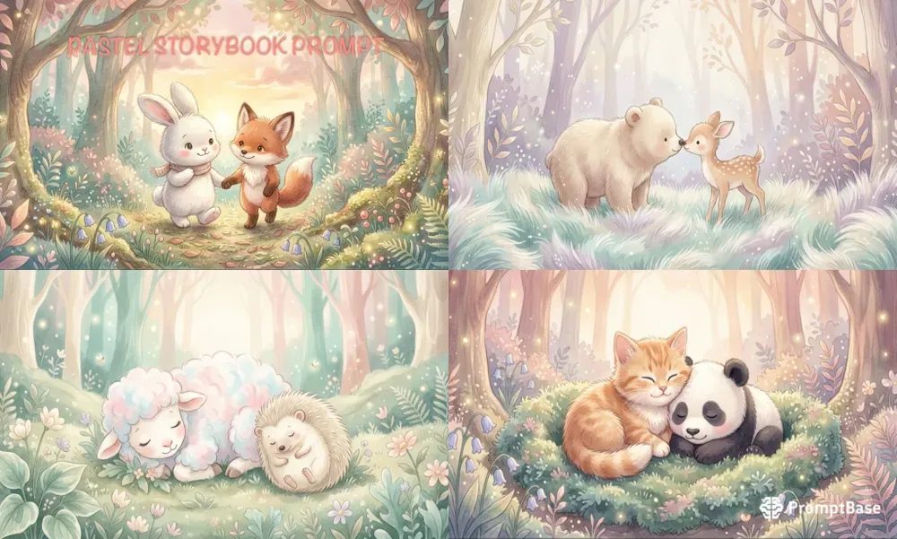 Pastel Storybook Soft Animal Illustrations