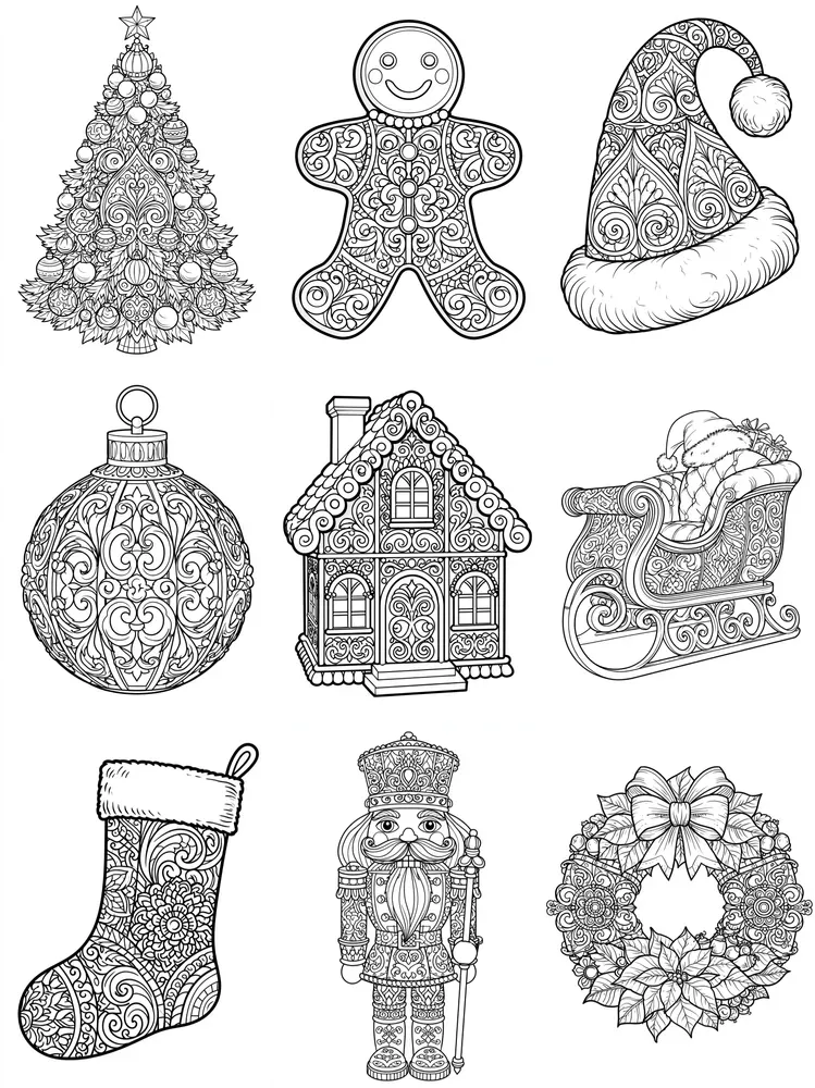 Intricate Christmas Coloring Book Pages